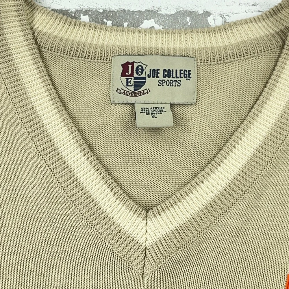 Tennessee Volunteers Sweater Men XL‎ Tan Brown V Neck Knit Pullover Golf Adult
